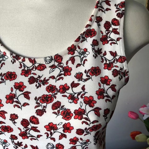 H&M Divided White Floral Pattern Sleeveless Skater Dress Size 12 - Picture 5 of 10